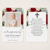 Red Roses Floral Foto Sympathie Funeral Prayer Visitekaartje (Voorkant /achterkant)