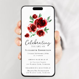 Red Roses Floral Funeral Digital Eviet Kaart