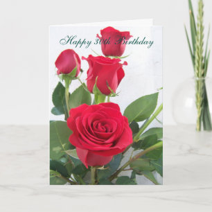 Red Roses Floral gepersonaliseerd 30e verjaardag Kaart