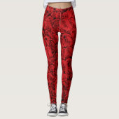 Red Roses Floral Girly Pattern Trendy Fashionable Leggings (Voorkant)