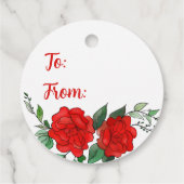 Red Roses Floral Happy Moederdag Bedankjes Labels (Achterkant)