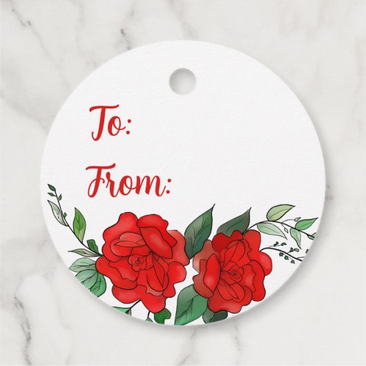 Red Roses Floral Happy Moederdag Bedankjes Labels (Achterkant)