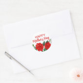 Red Roses Floral Happy Moederdag Ronde Sticker (Envelop)