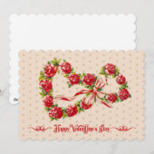 Red Roses Floral Heart Wreath Elegant Cute  Feestdagenkaart (Voorkant / Achterkant)