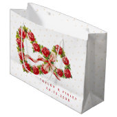 Red Roses Floral Heart Wreath Elegant Cute  Groot Cadeauzakje (Voorkant Gekanteld)