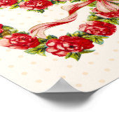 Red Roses Floral Heart Wreath Elegant Cute  Poster (Hoek)