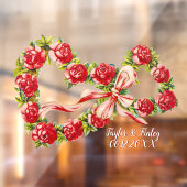 Red Roses Floral Heart Wreath Elegant Cute  Raamsticker (Vel 2)
