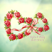 Red Roses Floral Heart Wreath Elegant Cute  Raamsticker (Vel 3)