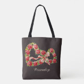 Red Roses Floral Heart Wreath Elegant Cute Tote Bag (Achterkant)