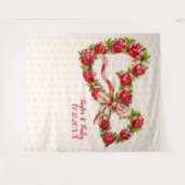 Red Roses Floral Heart Wreath Elegant Cute  Wandkleed (Voorkant (horizontaal))