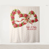 Red Roses Floral Heart Wreath Elegant Cute  Wandkleed (Voorkant)
