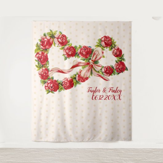 Red Roses Floral Heart Wreath Elegant Cute  Wandkleed (Voorkant)