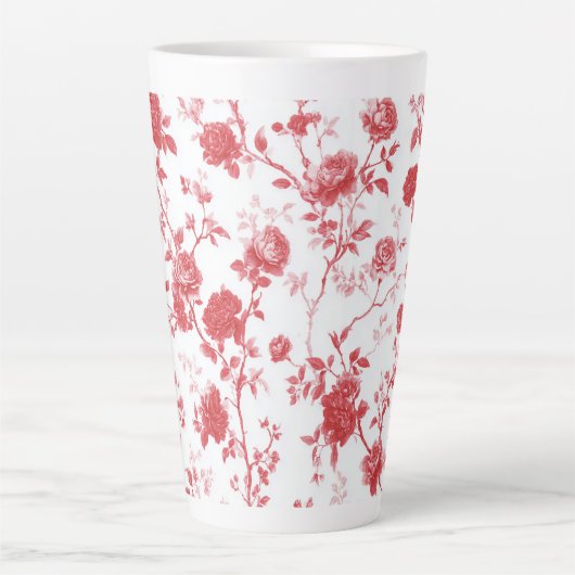 Red Roses Floral Latte Mok (Voorkant)