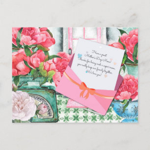 Red Roses Floral Letter Envelope Moederdag Briefkaart