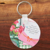 Red Roses Floral Letter Envelope Moederdag Sleutelhanger (Voorkant)