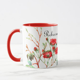 Red Roses Floral Monogrammed Name Mok