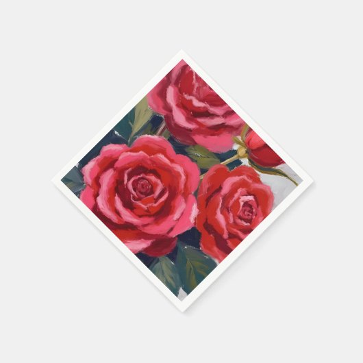Red Roses Floral Painting Servet (Hoek)