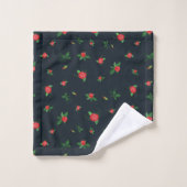 Red Roses Floral Pattern Black Elegant Bath Towel Bad Handdoek (Wasdoekje)