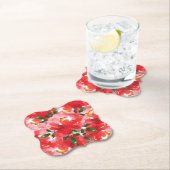 Red Roses Floral Pattern Kartonnen Onderzetters (Insitu)