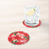 Red Roses Floral Pattern Kartonnen Onderzetters (Insitu)