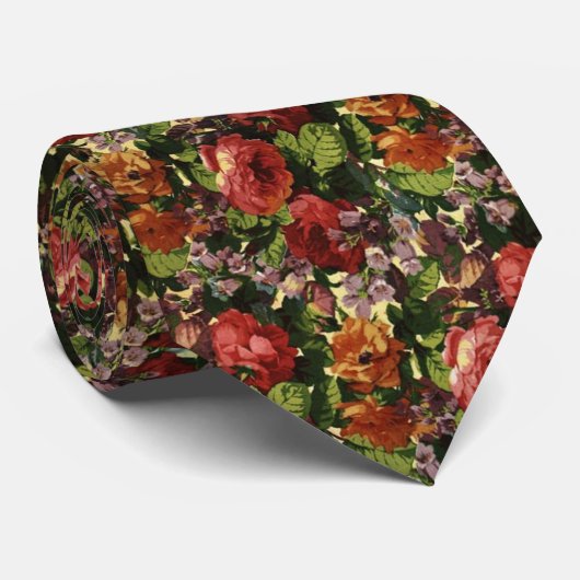Red Roses Floral Pattern Silky Mannen Stropdas (Opgerold)