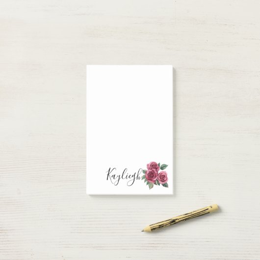 Red Roses Floral Post-it® Notes (Op bureau)