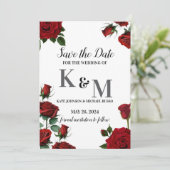 Red Roses Floral Save The Date (Staand voorkant)