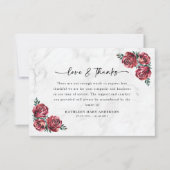 Red Roses Floral Script Begrafenis Bedankkaart (Voorkant)
