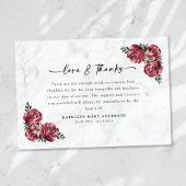 Red Roses Floral Script Begrafenis Bedankkaart