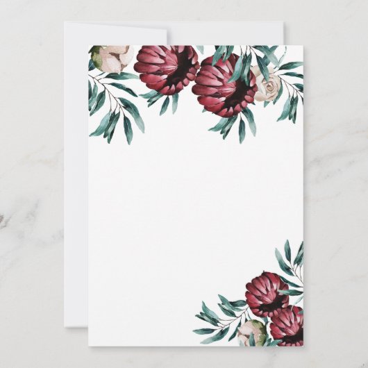 Red Roses Floral Script Elegant Save The Date (Achterkant)