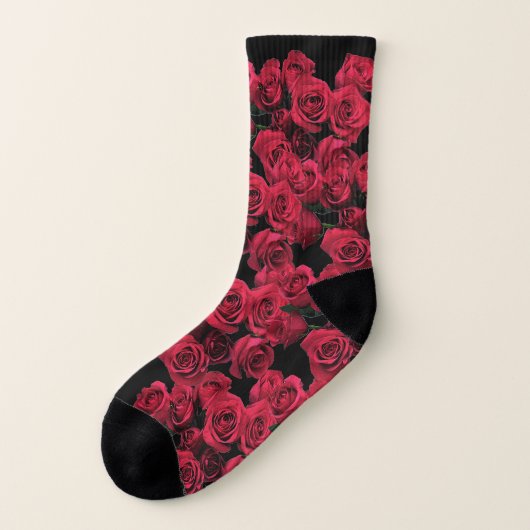 Red Roses Floral Socks Sokken (Links - buitenkant)