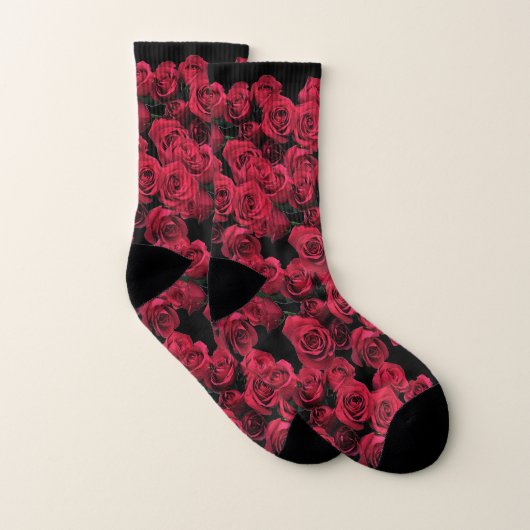 Red Roses Floral Socks Sokken (Paar)