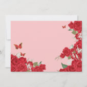 Red Roses Floral Tiara Butterfly Quinceanera Kaart (Achterkant)