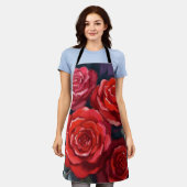 Red Roses Floral Watercolor Painted Flowers Schort (Gedragen)