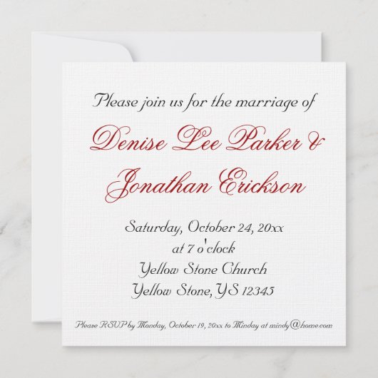 Red Roses Floral Wedding Invitation Kaart (Achterkant)