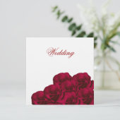 Red Roses Floral Wedding Invitation Kaart (Staand voorkant)
