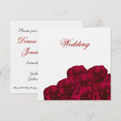 Red Roses Floral Wedding Invitation Kaart (Voorkant / Achterkant)