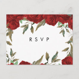 Red Roses Florals Boho Wedding RSVP briefkaart