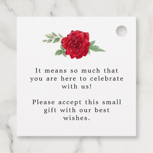 Red Roses Florals Dank u bericht bruiloft Bedankjes Labels (Achterkant)