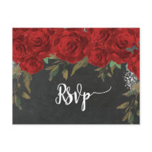 Red Roses Florals Wedding RSVP briefkaart