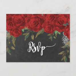 Red Roses Florals Wedding RSVP briefkaart