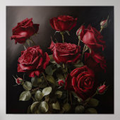 Red Roses Flower Art Print Poster (Voorkant)