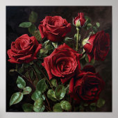 Red Roses Flower Art Print Poster (Voorkant)
