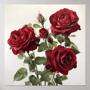 Red Roses Flower Art Print Poster