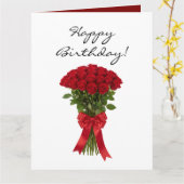 Red roses flower bouquet romantic Birthday card Kaart (Gele Bloem)
