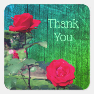 Red Roses Flower Dank je Vierkante Sticker