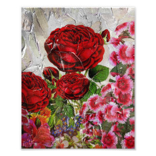Red Roses flower Garden Foto Afdruk