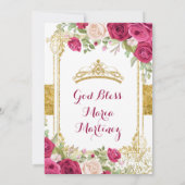 Red Roses Flowers Gold Quinceanera Kaart (Achterkant)