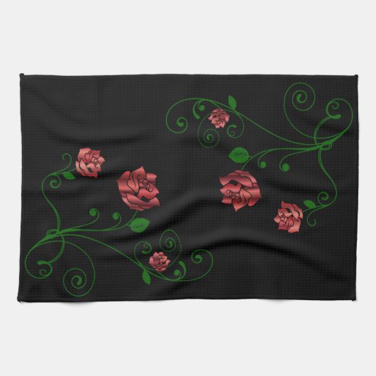 Red Roses Flowers Kitchen Towel Theedoek (Horizontaal)