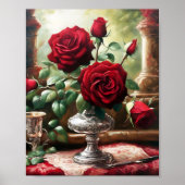 Red Roses Flowers kunst Poster (Voorkant)